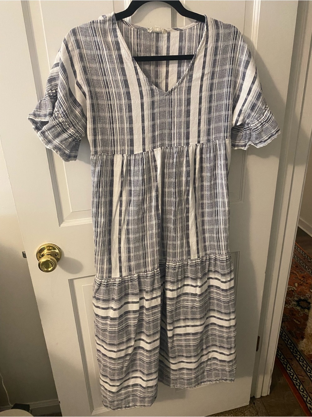 World Market Blue and White Striped Summer Dress